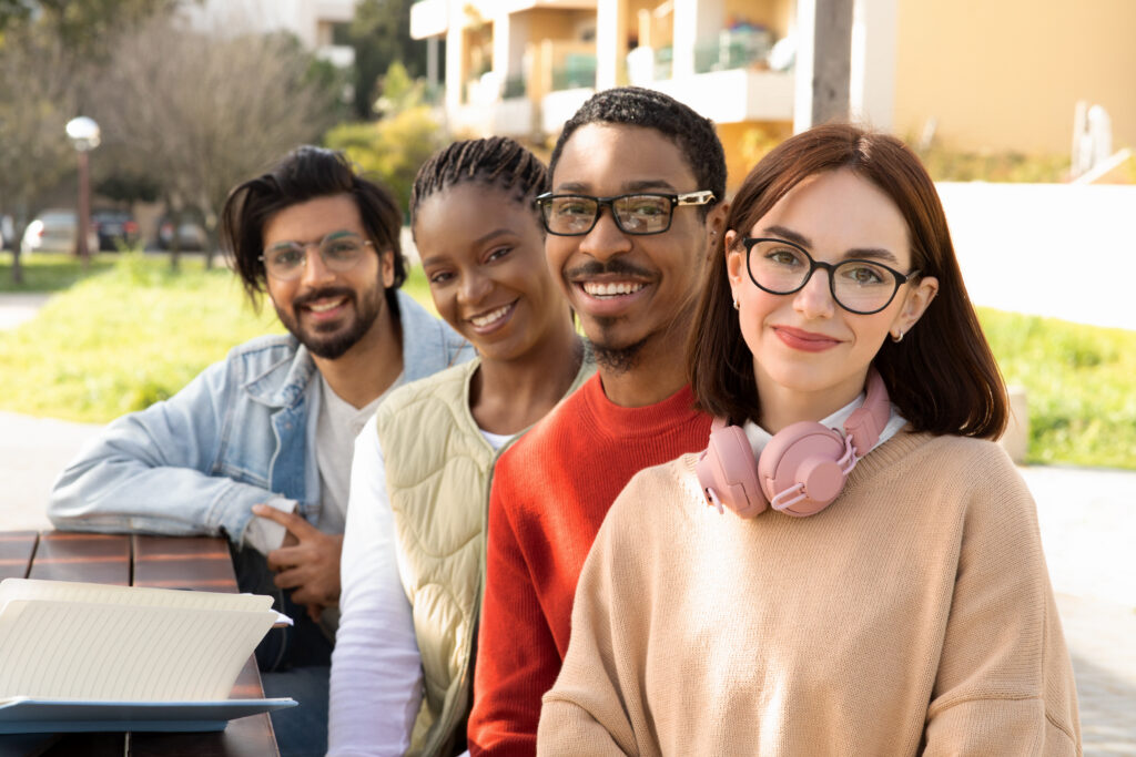 A group of sales interns outside